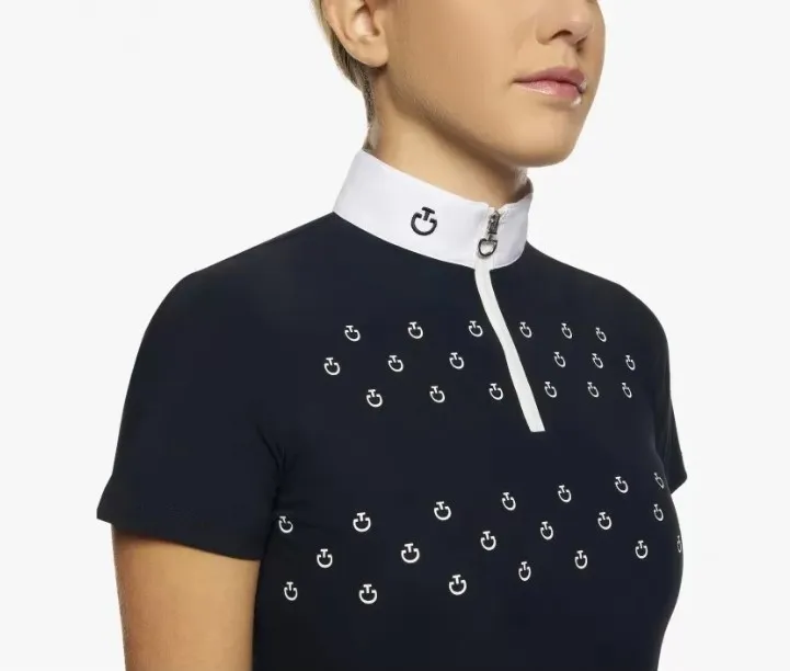 Рубашка для девочки для соревнований Mini CT Print Jersey Zip, короткий рукав, Cavalleria Toscana