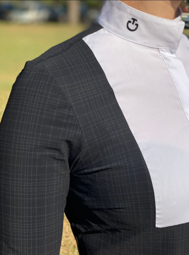 Рубашка для выступлений женская Embossed Stripe, длинный рукав, Cavalleria Toscana Италия