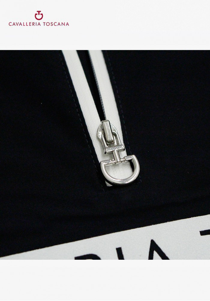 Рубашка для девочки для соревнований Flocked Stripe CT Logo Zip, длинный рукав, Cavalleria Toscana