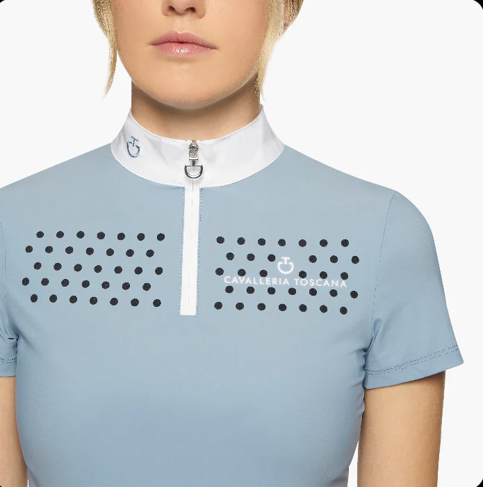 Блузка для девочки для выступлений CT Flock Print, короткий рукав, Cavalleria Toscana Италия