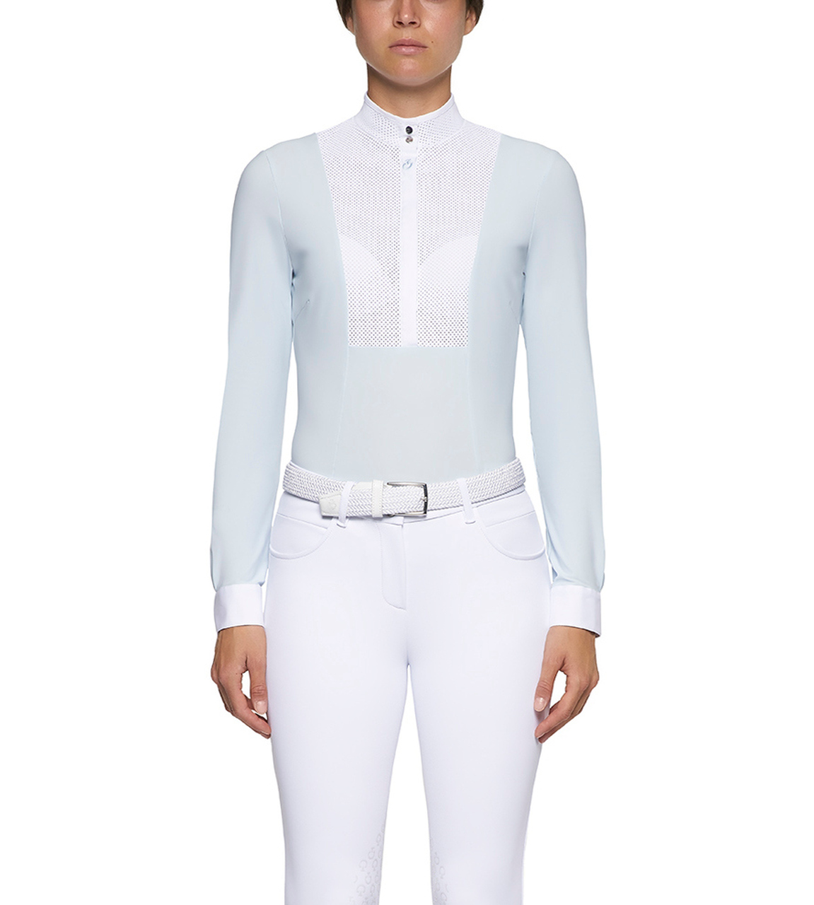 Рубашка женская для выступлений Perforated Bib And Collar, длинный рукав, Cavalleria Toscana Италия