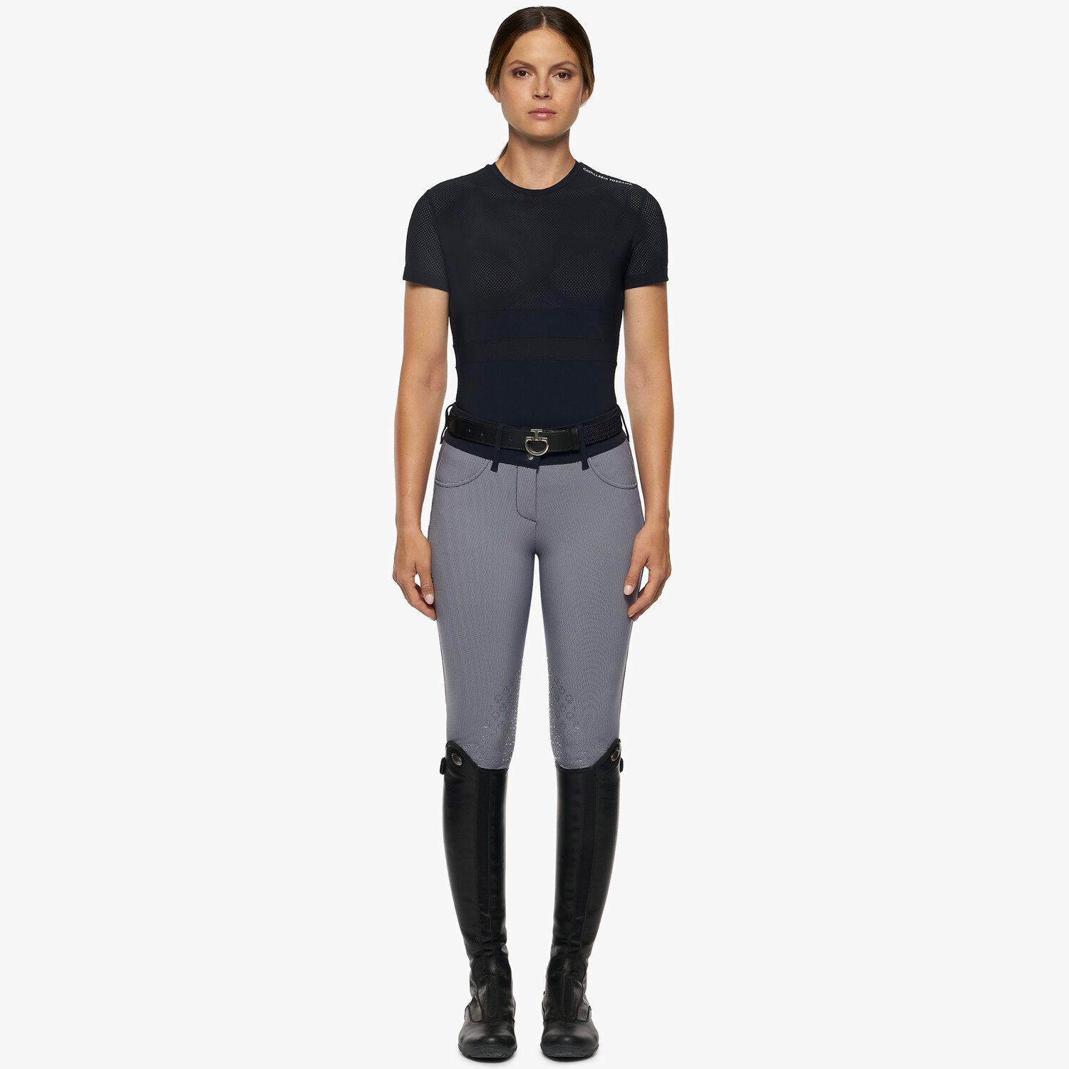 Футболка женская Perforated Jersey Striped,  Cavalleria Toscana Италия. код TSD057JF022